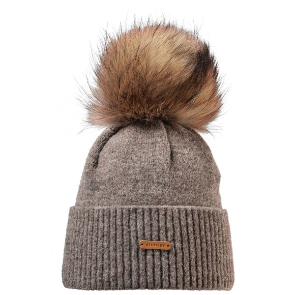 STARLING Women\'s Tristano Toque Beanie in Grey Starling Tristano Faux Fur Pom Hat Women main image 3