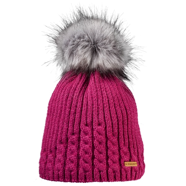 DIONE warm hat with pattern by Starling Hats with faux-fur pom-pom